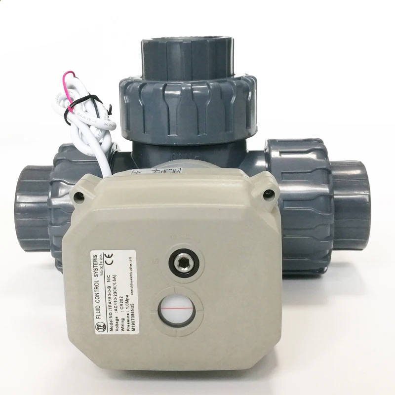 DN40 3-WAY PVC electric motorized ball valve 11/2\