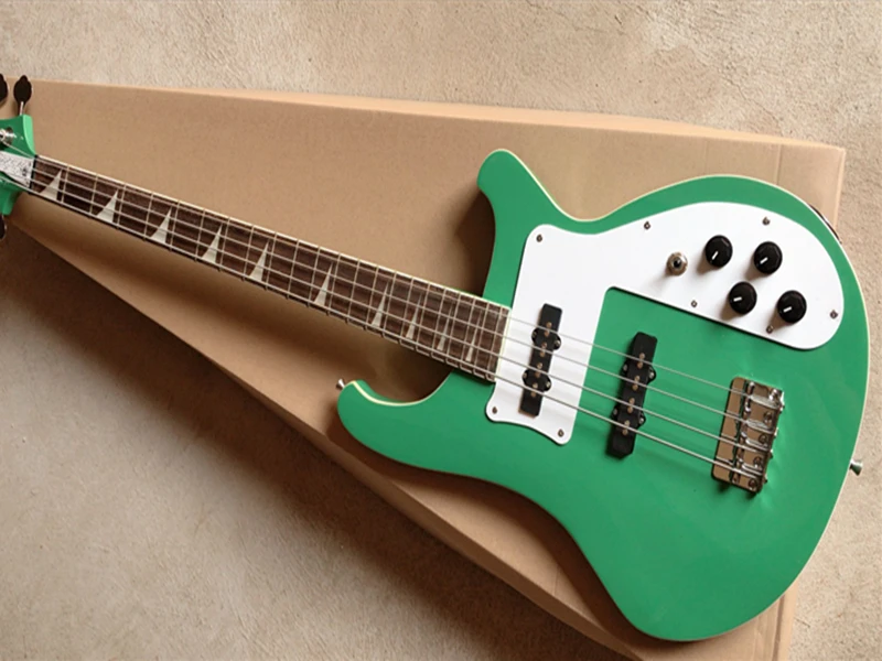 Sale！Green body 4 strings Electric Bass Guitar with White Pickguard,Rosewood fingerboard,Chrome Hardware,Provide custom service