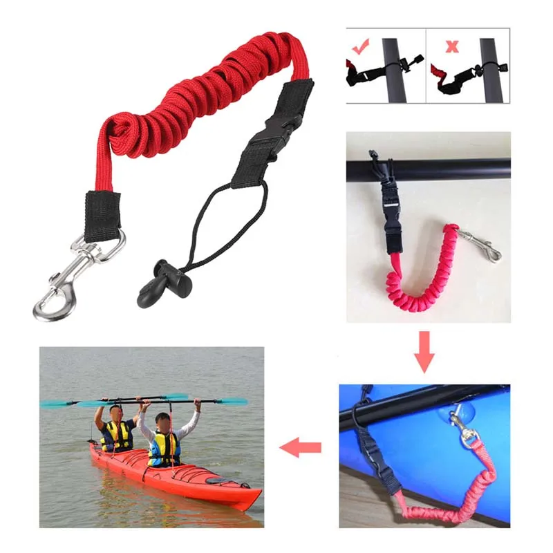 Elastic Kayak Canoe Paddle Leash Surfboard Surf Leash Safety Rope Leash Rowing Boats Lanyard Fishing Rod Kayak Accessories