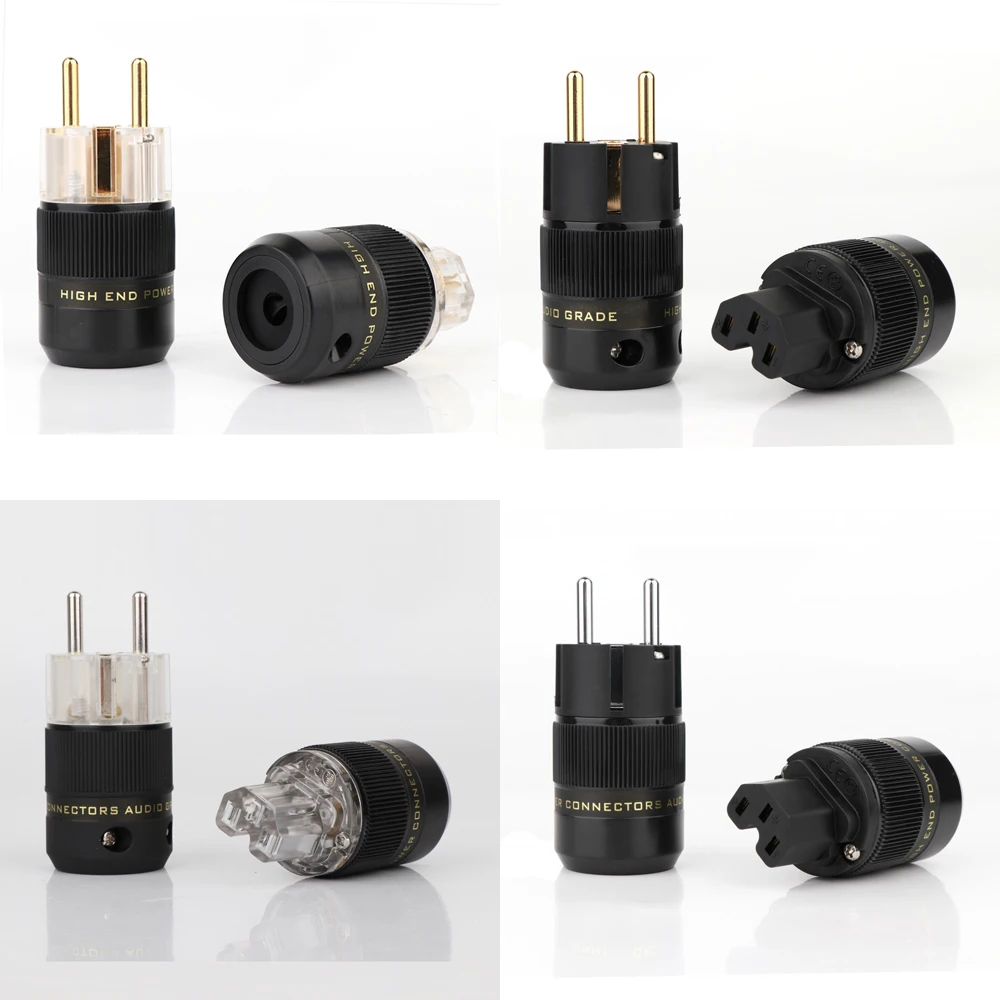 High Quality Schuko Power Plug EU Plug Hifi European plug Male Female Power Plug 24K Gold plated Rhodium silver Plated HIFI diy