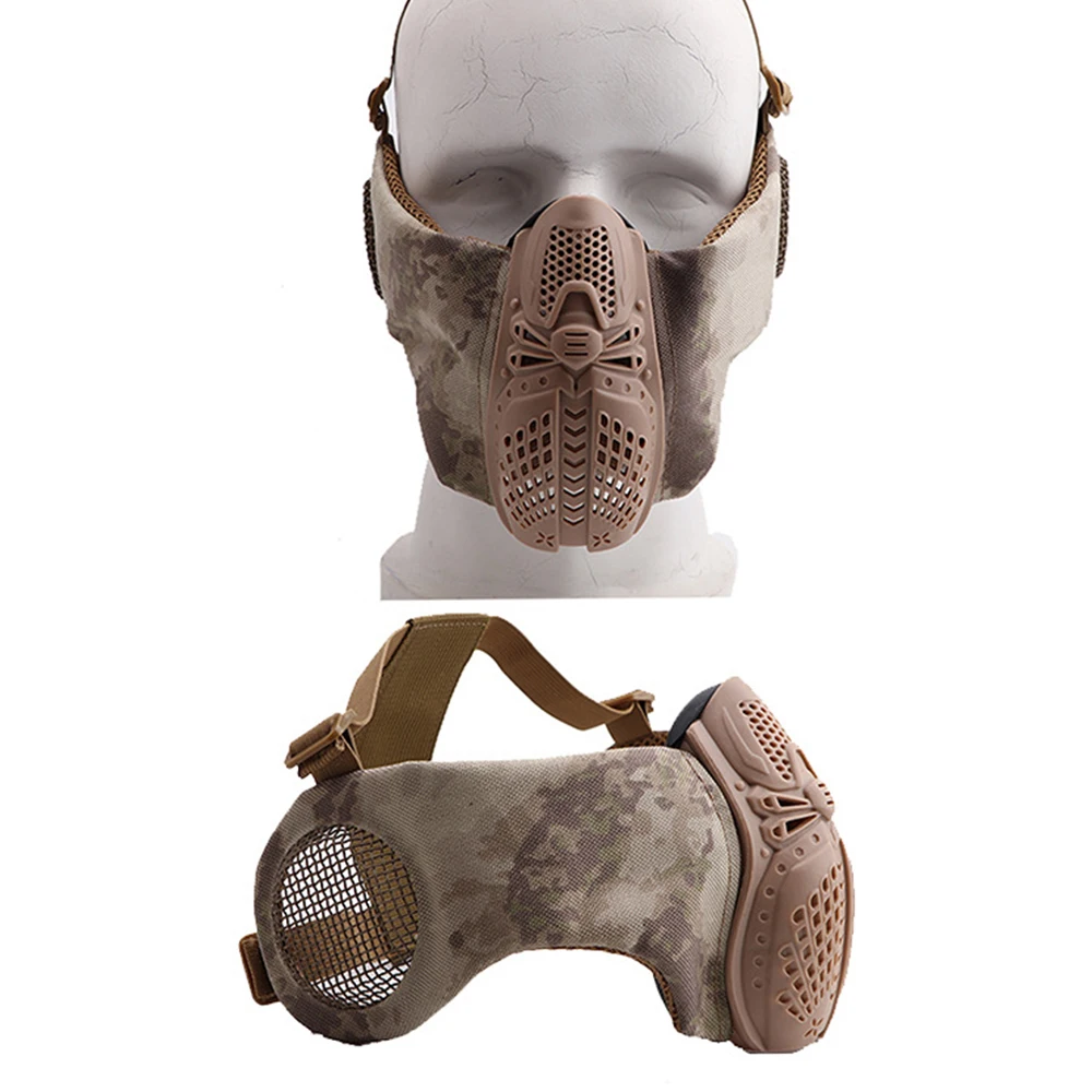 Half Face Skeleton Design Tactical Protective Mask For Outdoor Gaming Sports CS Paintball Breathable Face Guard With Earflaps