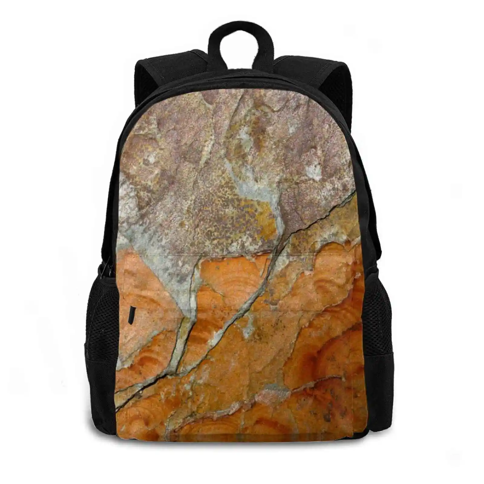 Hot Slate Teen College Student Backpack Pattern Design Bags Abstract Macro Red Rusty Slate Stone Texture Fffffff