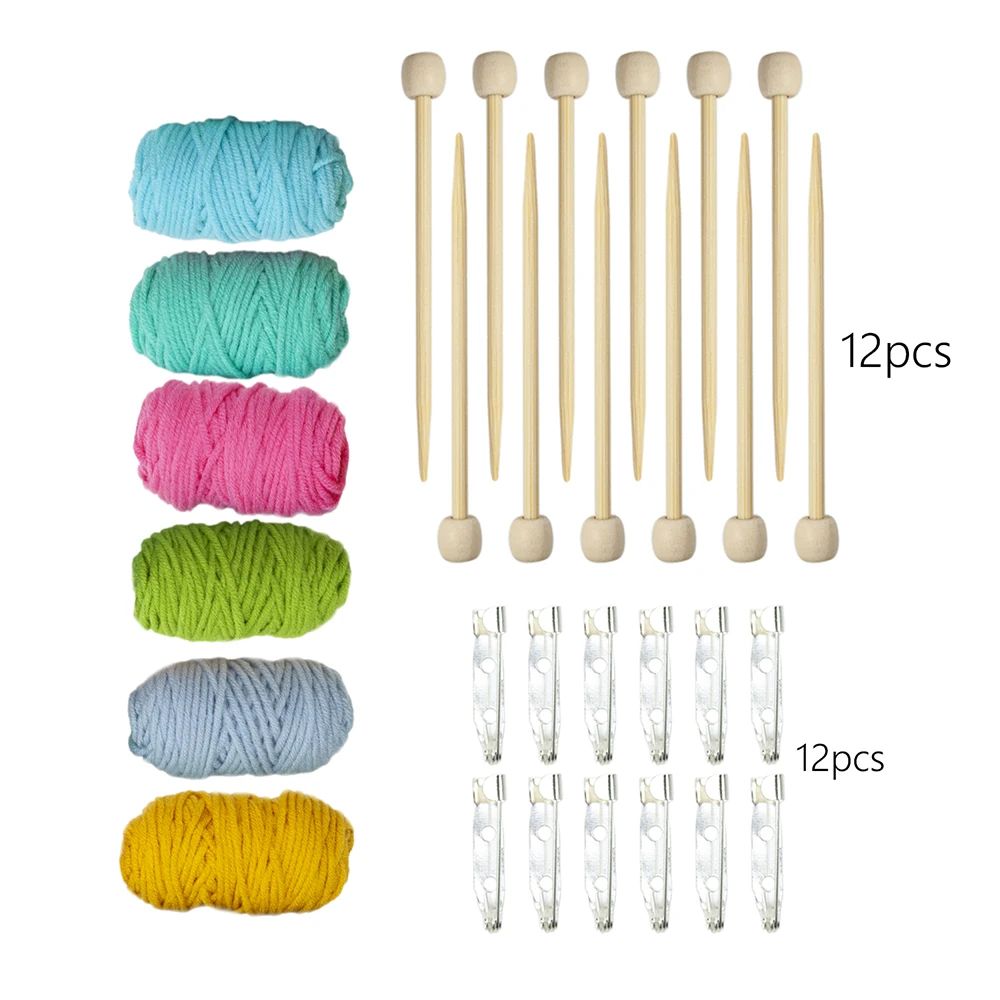 Mini Size 7cm knitting Needles Set Bamboo Material Sweater Weaving Knitting Needlework Kits With/ without Yarn DIY Knitted Tool