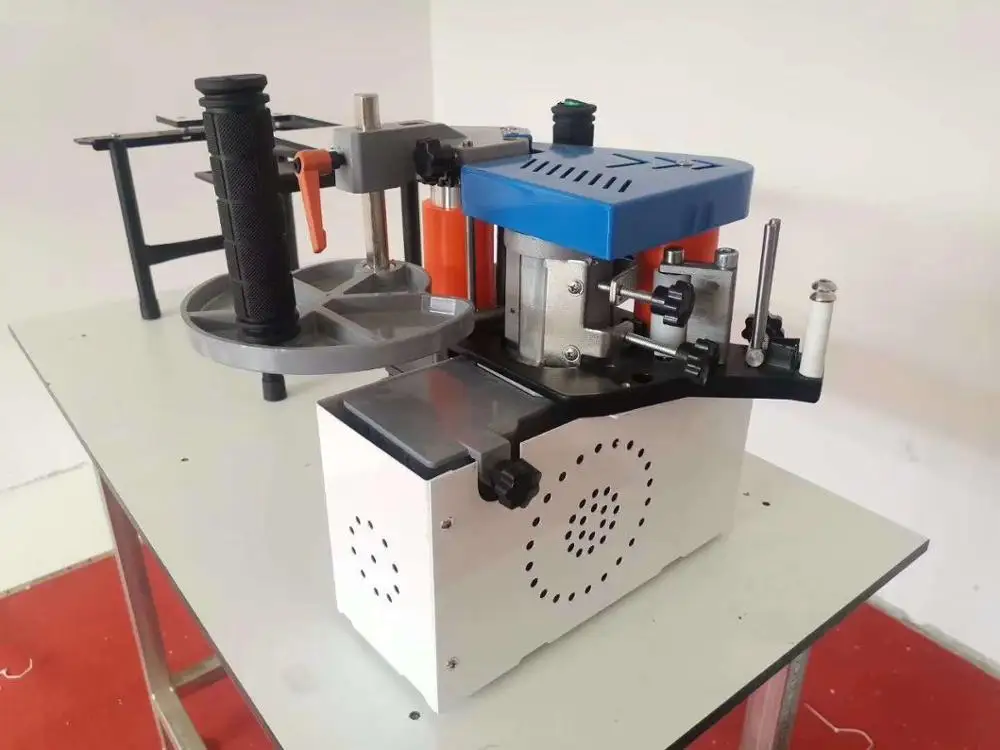 Woodworking edge banding machine / embroidery machine without speed adjustment mini manual wood cutting PVC straight line bendin