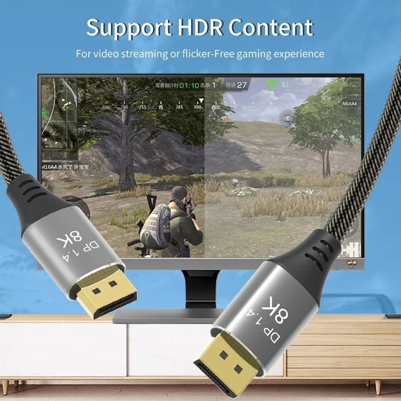 8k displayport1.4 cabo real 8k @ 60hz 4k @ 144hz displayport conversor 0.5m-10 metro