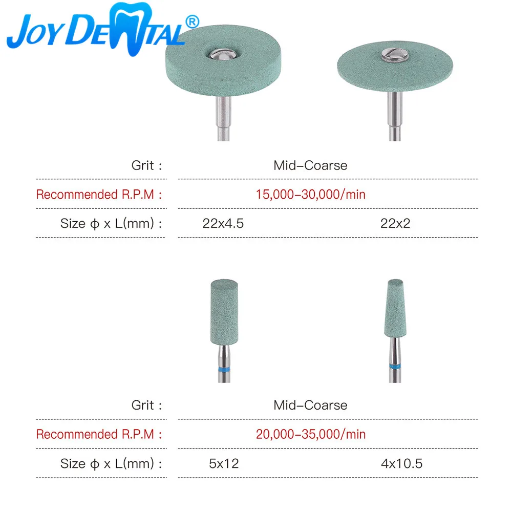 JOYDENTAL Dental Lab Ceramic Bonded Grinder with Diamond 2.35mm Medium Zirconia Porcelain Polisher