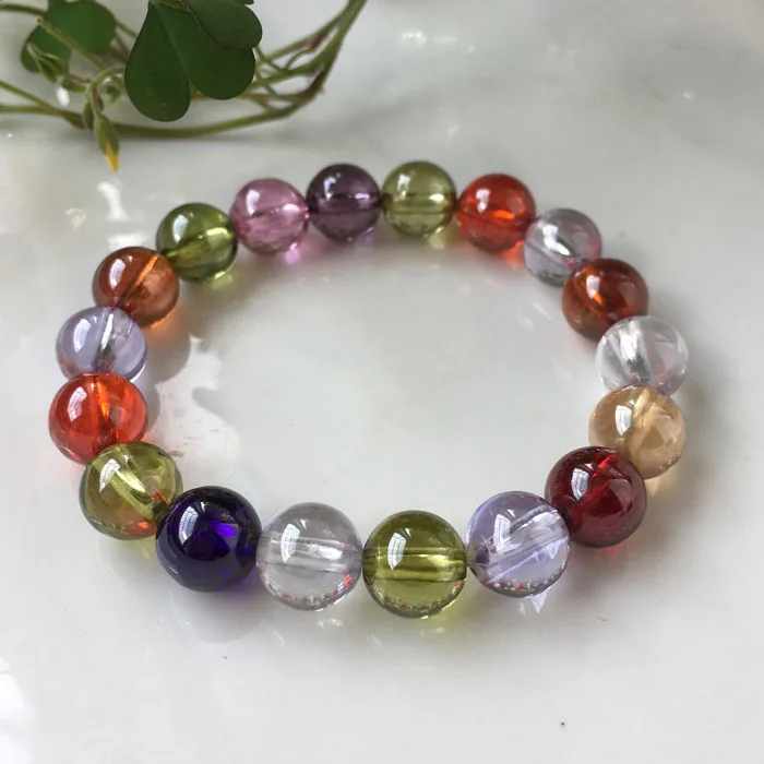 

Zircon bracelet multicolor round 8/10/12mm wholesale beads FPPJ red/green/purple