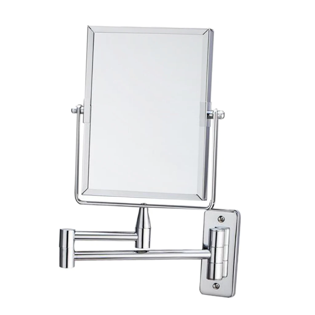 

Two-Sided Swivel Wall Mount Mirror with Normal and 2x Magnification, Extendable Arm, Transparent Chrome Finish