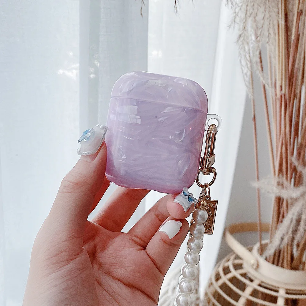 Ốp Lưng Thời Trang Cao Cấp Dành Cho Apple Airpods Tai Pro 2 3D Ngọc Trai Vòng Tay Vỏ Ốc Xà Cừ Móc Khóa Mềm Tai Nghe Chụp Tai Bao Phụ Kiện Trường Hợp Cho Tai Nghe AirPods 3 2