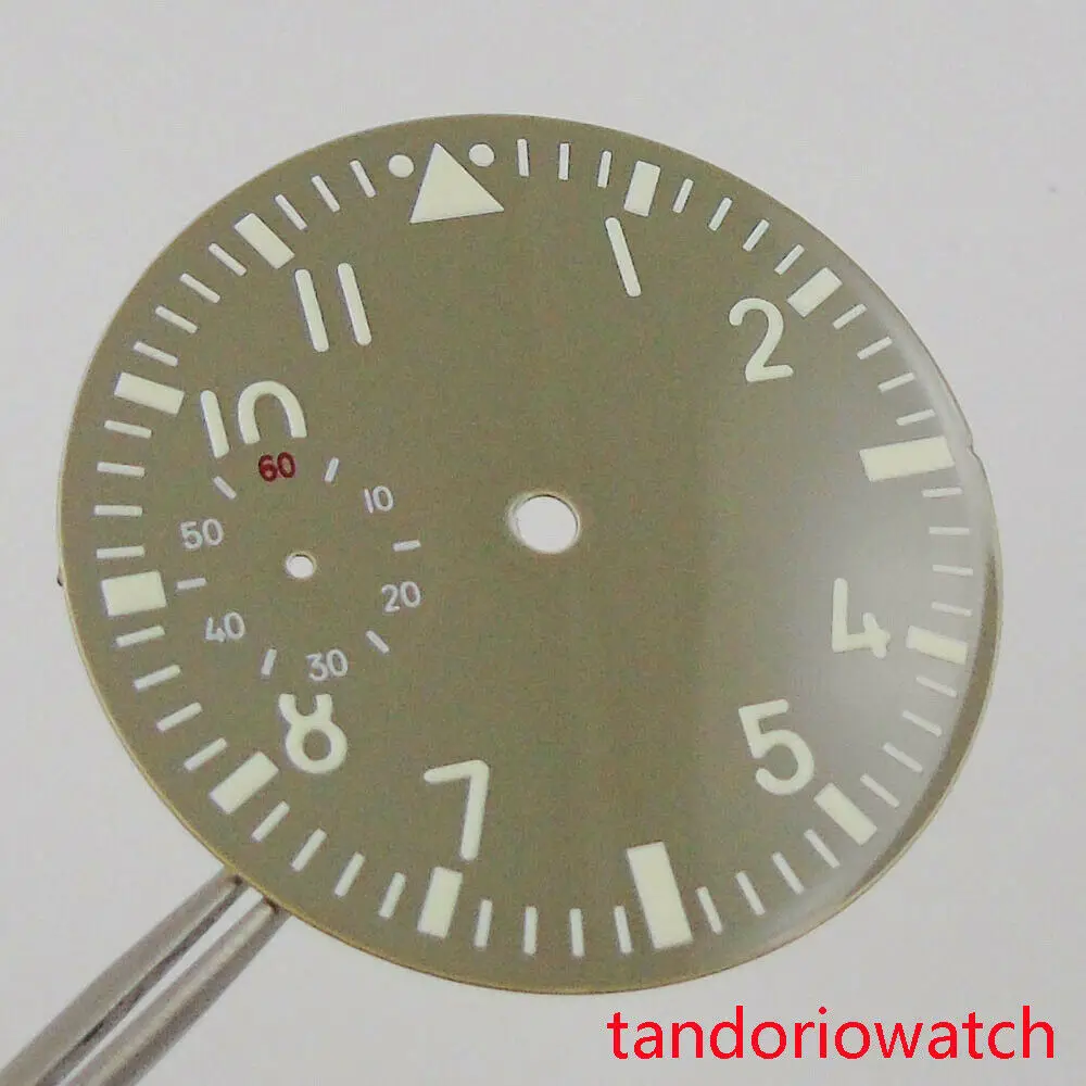 38.9mm Watch Dial Hands Set Grey Face Arabic Numerals Fit for ETA 6497 Hand Winding Movement