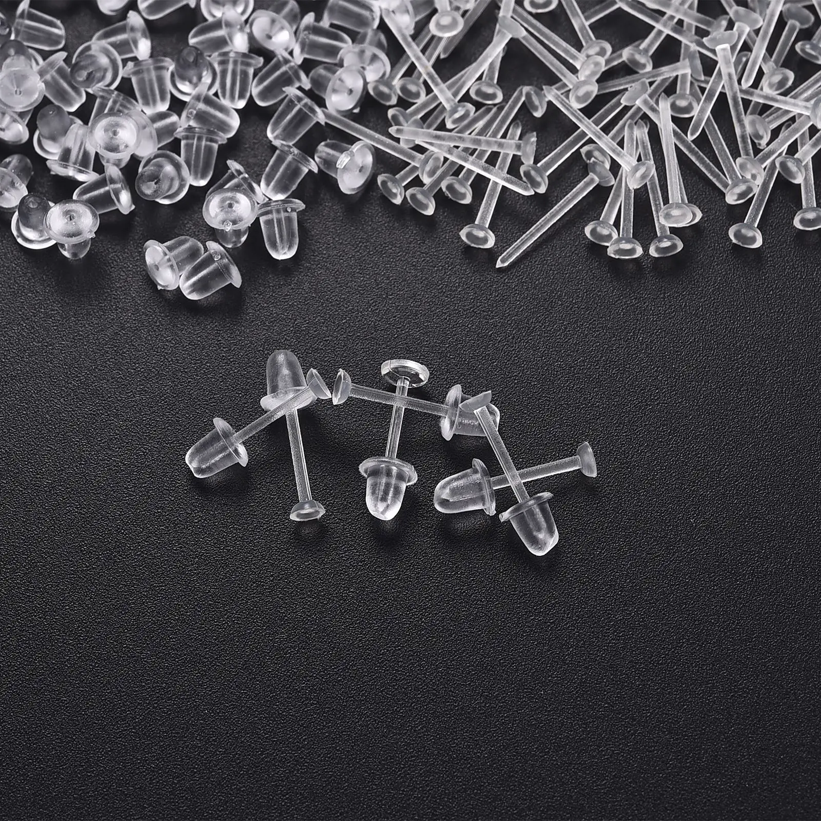 200Pcs Pairs Plastic Earring Posts Clear Ear Pins Silicone Rubber Backs Earnuts Earring Backs DIY Earring Jewelry Accessories