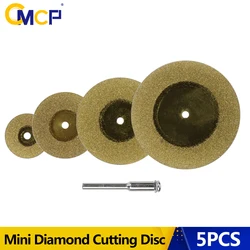 CMCP 5pcs Mini Diamond Cutting Disc For Dremel Rotary Tools Accessories TiN Coated Circular Saw Blade With 3mm Shank Mandrel