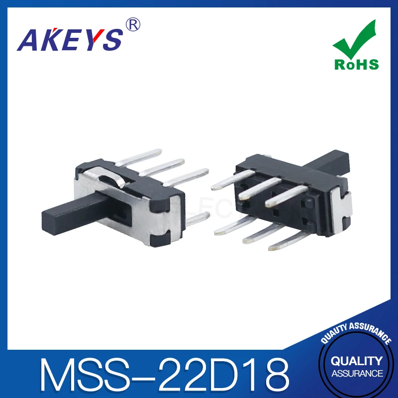 20PCS MSS-22D18 6-Pin 2-Pin Straight Insertion Small Toggle Handle Height 2/3mm Double Row Vertical Pin Sliding Switch 2P2T