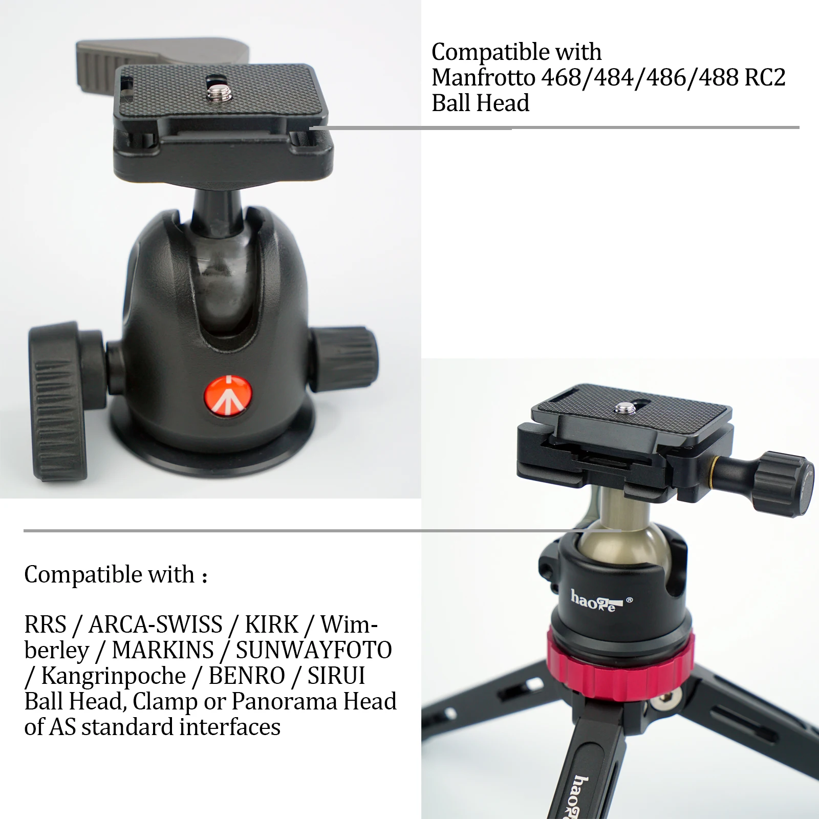 Haoge двойной Тип с быстроразъемной пластиной Arca-Тип и Manfrotto RC2 Стандартный совместимый с ARCA-Swiss/Kirk Manfrotto