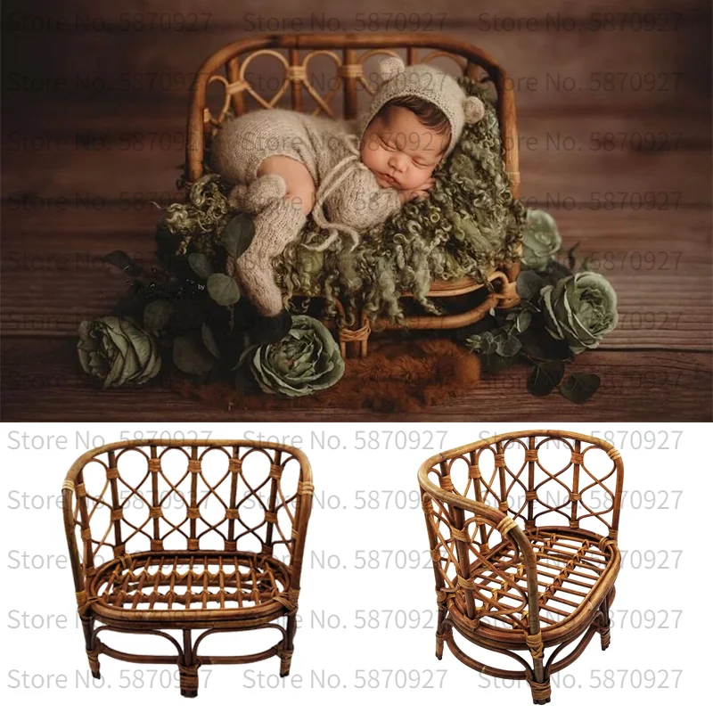 Handmade Baby Bamboo Bench Newborn Photography Props Wood Bed Infant Poses Chair Baby Photography Prop Studio Background Props