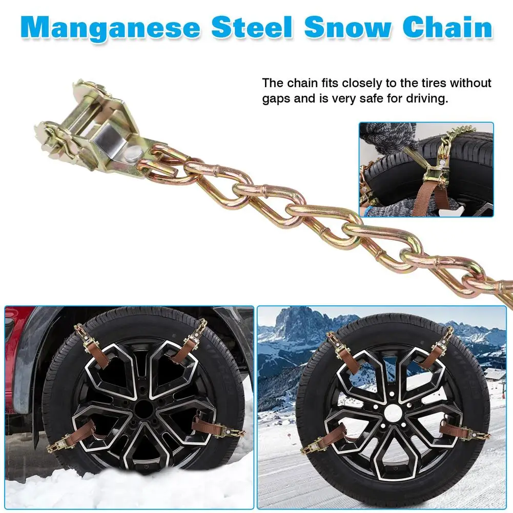 6/8/10pcs Anti-Skid Snow Chains for Car Motorcycles Manganese Steel Wheels Anti-slip Tie Emergency Universal Lockout Artifact