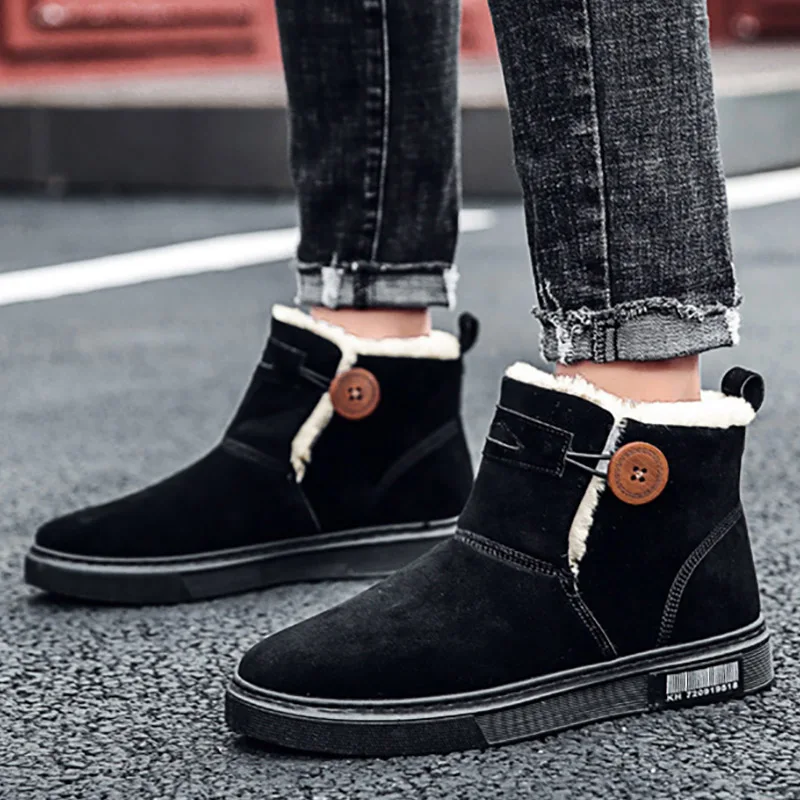 Bottines d'hiver à talons bas pour homme, chaussures de neige, à enfiler, nouvelle collection 2021