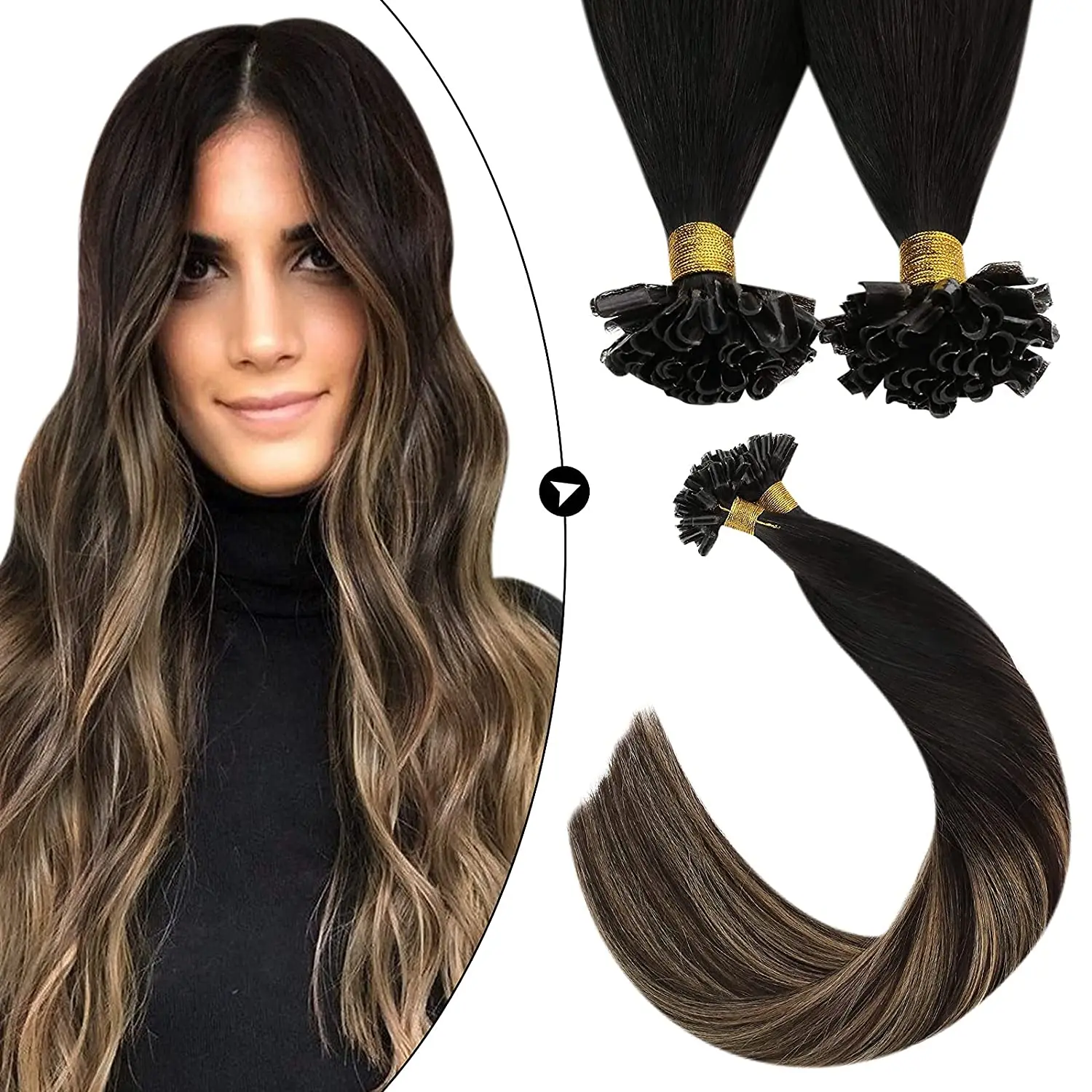 Extensiones de cabello Ugeat con punta en U, cabello humano 100% Real, 14-24 \