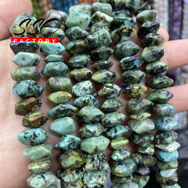 Natural African Turquoises Beads Irregular Special Cut Genuine Loose Spacer Beads for Jewelry Making DIY Bracelets Women's 15''