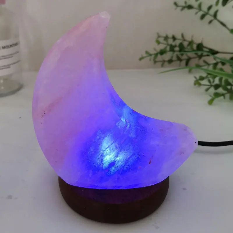 Himalaya USB Crystal Salt Lamp Colorful Color Changing LED Girl Gift Room Decoration Atmosphere Lamp Rose Moon Night Light