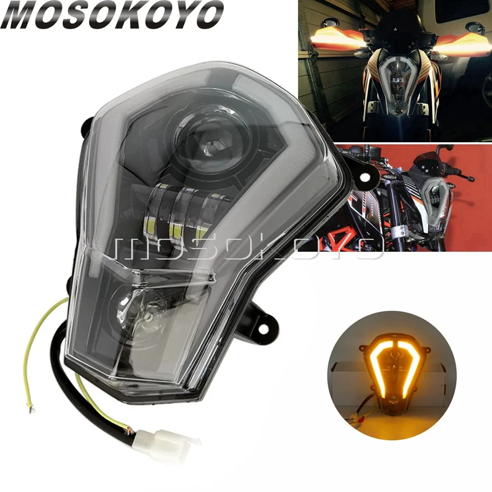 For 125 200 250 390 LED Front Headlight Assembly Auxiliary Light Hi/Lo Beam Running Light Indicator Turn Signal Lamp 2011-2016