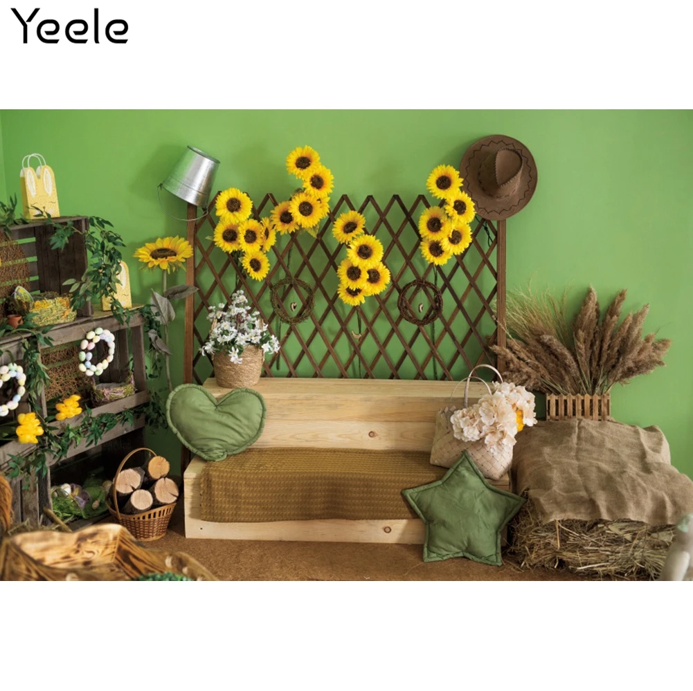 

Yeele Baby Shower Backdrop Sunflowers Green Wall Portrait Background Photocall Photography For Photo Studio Photographic Props