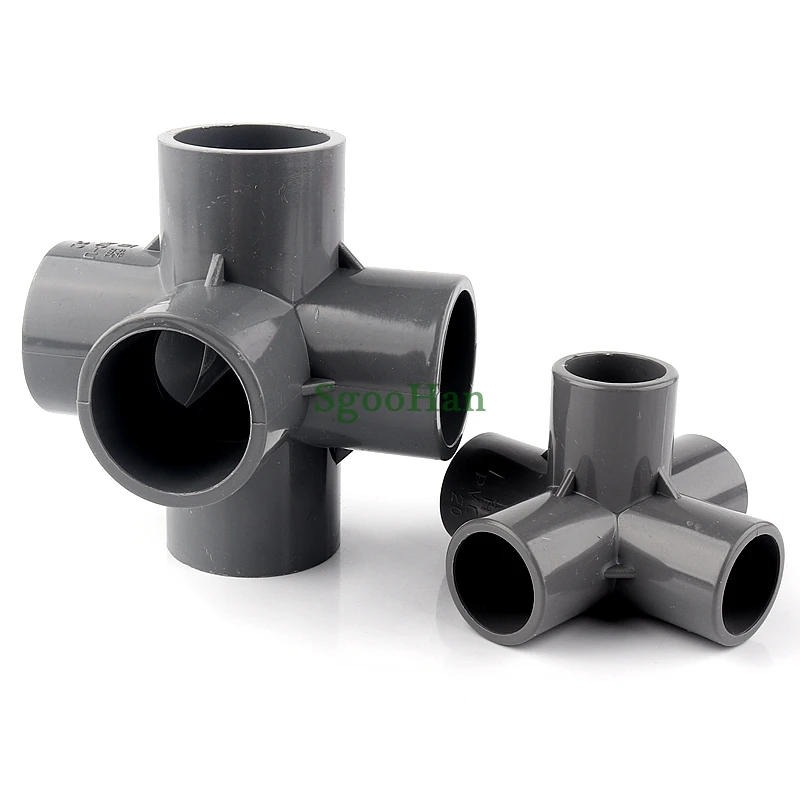 

5~50pcs Size 20~50mm PVC Pipe 5 Ways 3D Hydroponic Planting Frame Tube Connectors Garden Aquarium Fish Tank Tube 3D 5 Way Joints