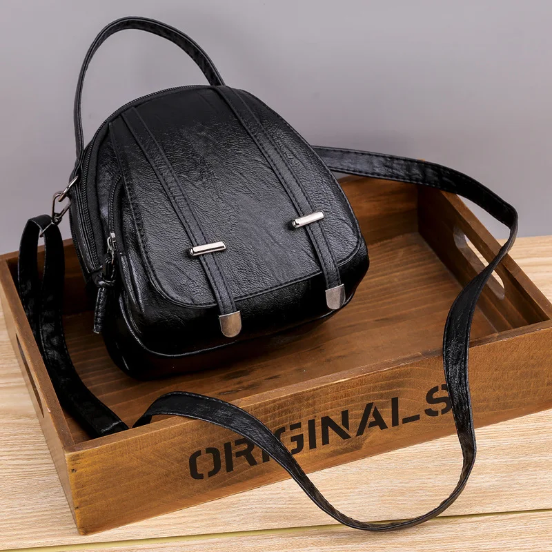 Multifunktionale Weiche PU Leder Kleine Schulter Tasche Für Frauen Vintage Mode Umhängetasche Weibliche Geldbörse Handy Handtasche – Detail 12