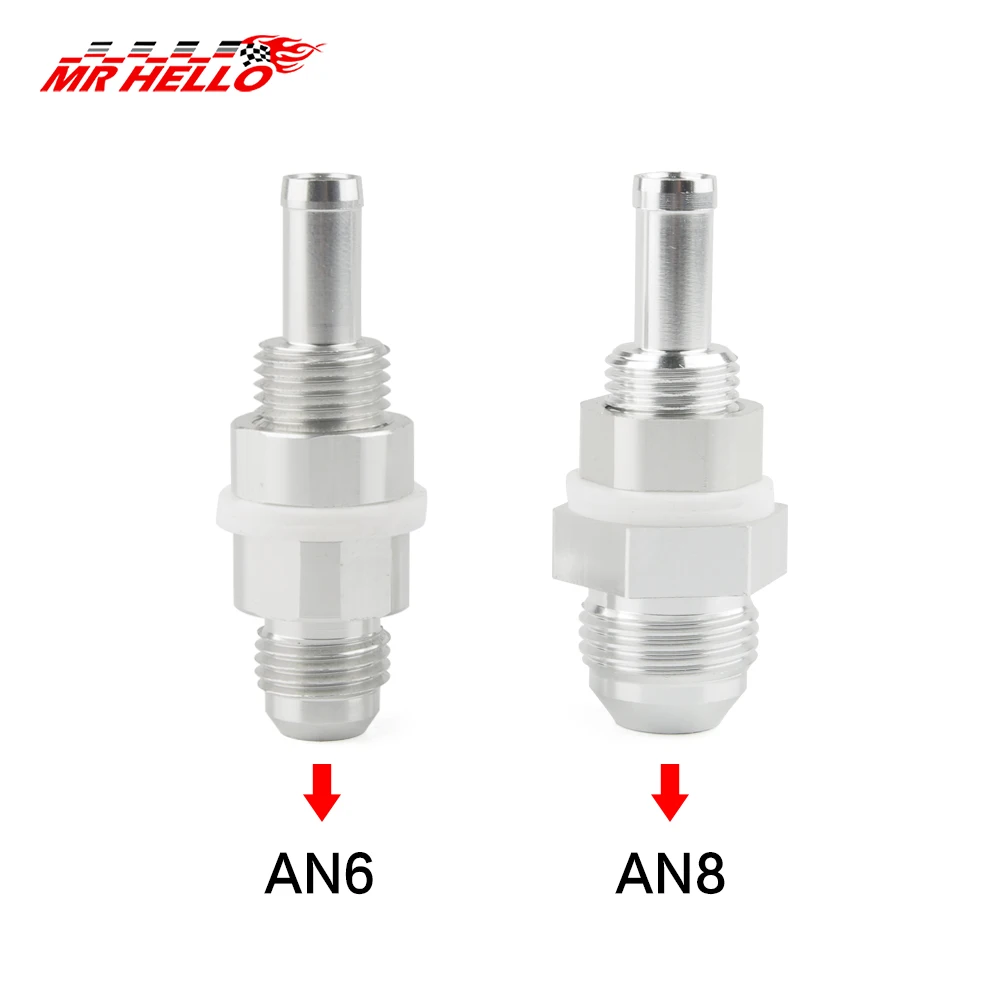 AN6 AN8 5/16 Hose Barb Adapter Fittings for Fuel Tank Fuel Cell Car Oil Catch Tank Aluminum Silver Car Accessories