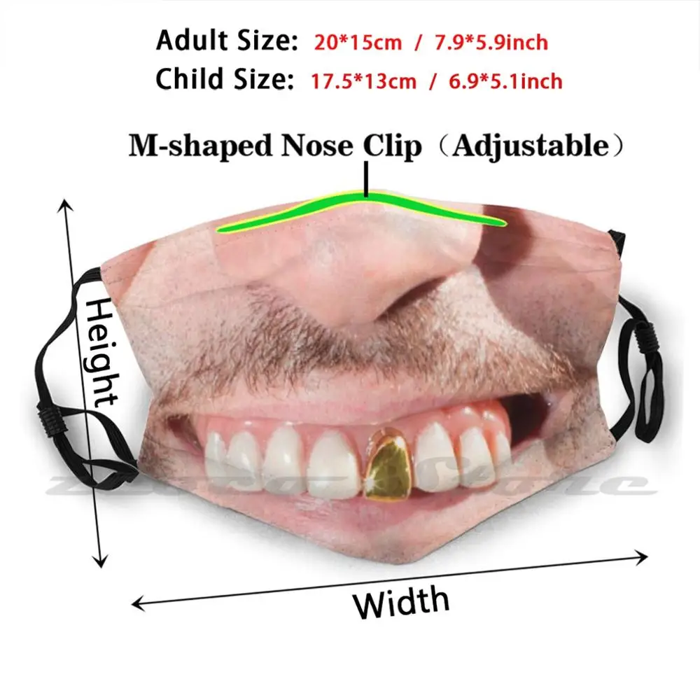Redneck Washable Trending Customized Pm2.5 Filter Mask Redneck Face Gold Tooth Teeth Funny