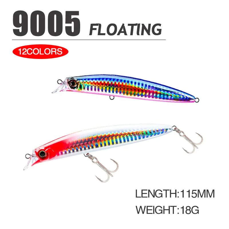 1 Pcs 115mm 18g Floating Minnow Lure 12 Colors Long Casting Hard Plastic Saltwater Trout Lure Wobbler Fishing Tackle 2021