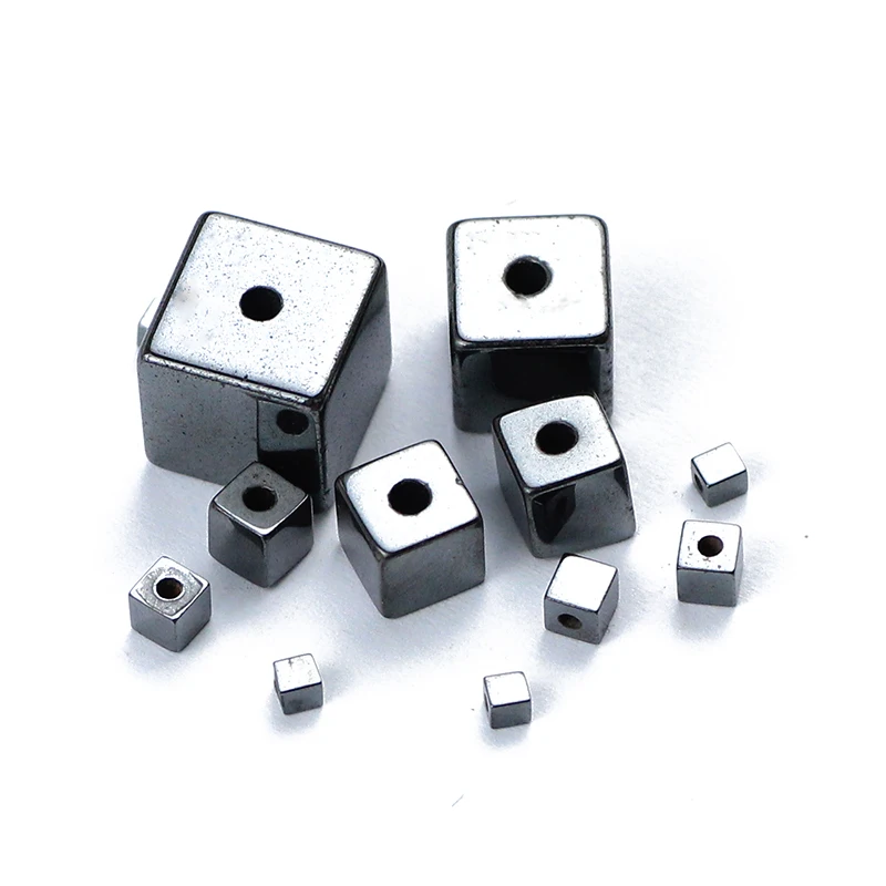 WLYeeS Right-angled square Black Hematite Beads Natural Stone Spacer Loose Beads for DIY Jewelry Handmade Making Finding 2~10mm