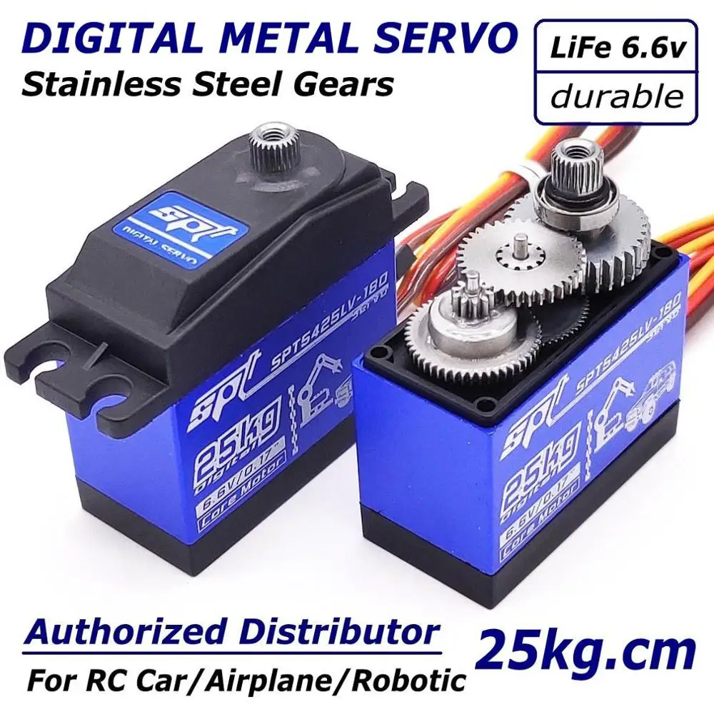 SPT5425LV 25kg Large Torque Digital Standard Servo Water Proof For 1:8 1:10 RC Car Climber Airplane Metal Gear Case