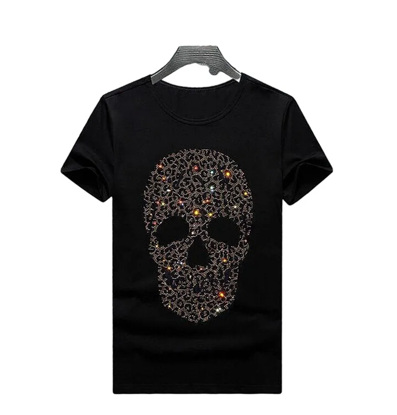 S-6XL Hot drill  Men's  Anime T-shirt Top Fashion Short Sleeve Tops Men Skull Tshirt Loose Casual Tee Hip Hop man