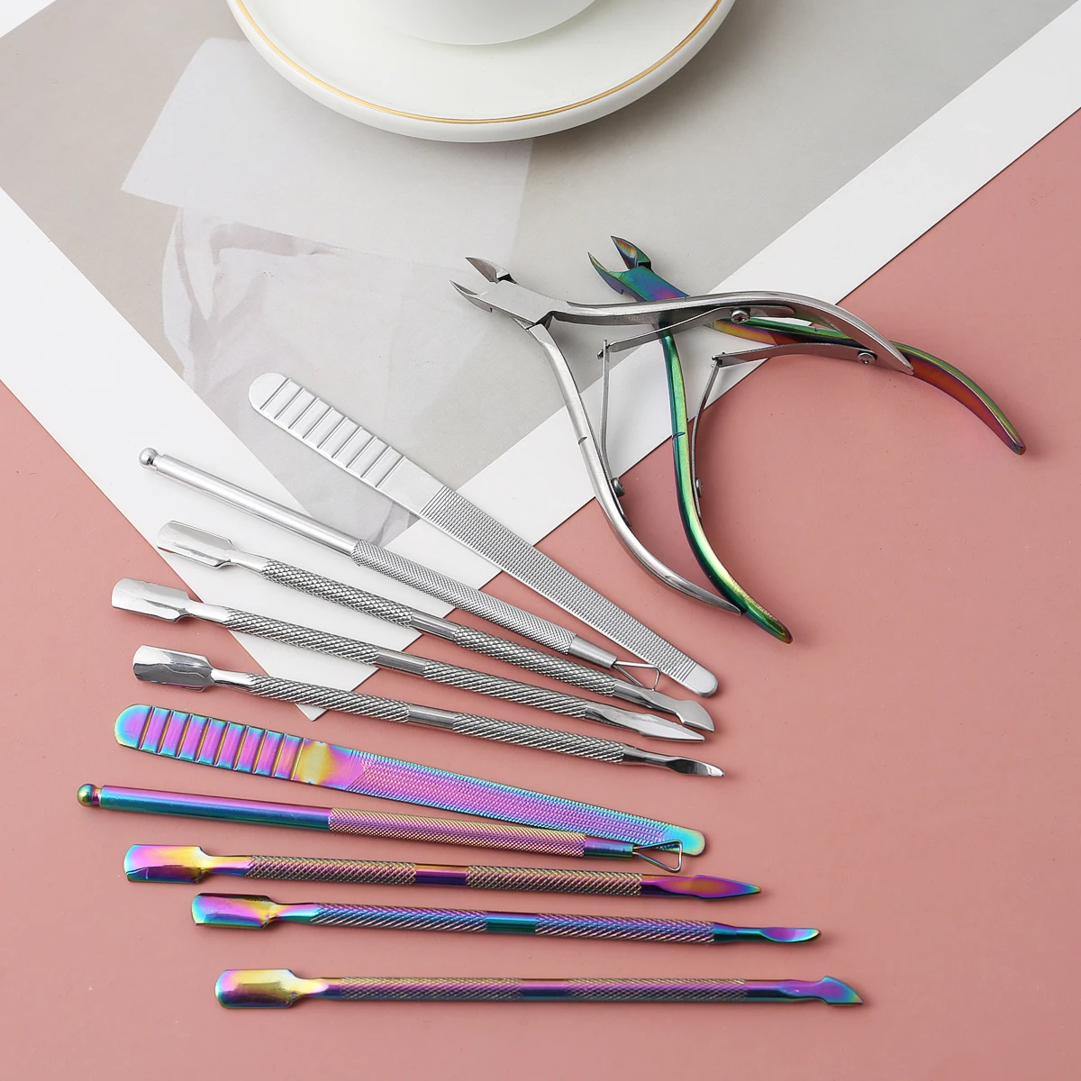 

Nail Clipper Cutter Scissors Stainless Steel Rainbow Tweezer Clipper Dead Skin Remover Edge Cutter Scissor Plier