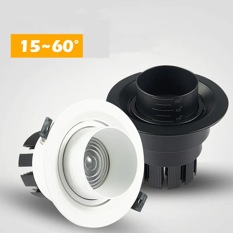 Ceiling Spot Lamp, 15-60 Degree Recessed Zoom Dimmable LED Recessed Lights, COB, 8W, 12W, 15W, 18W21W24W, AC110-220V Indoor Ligh