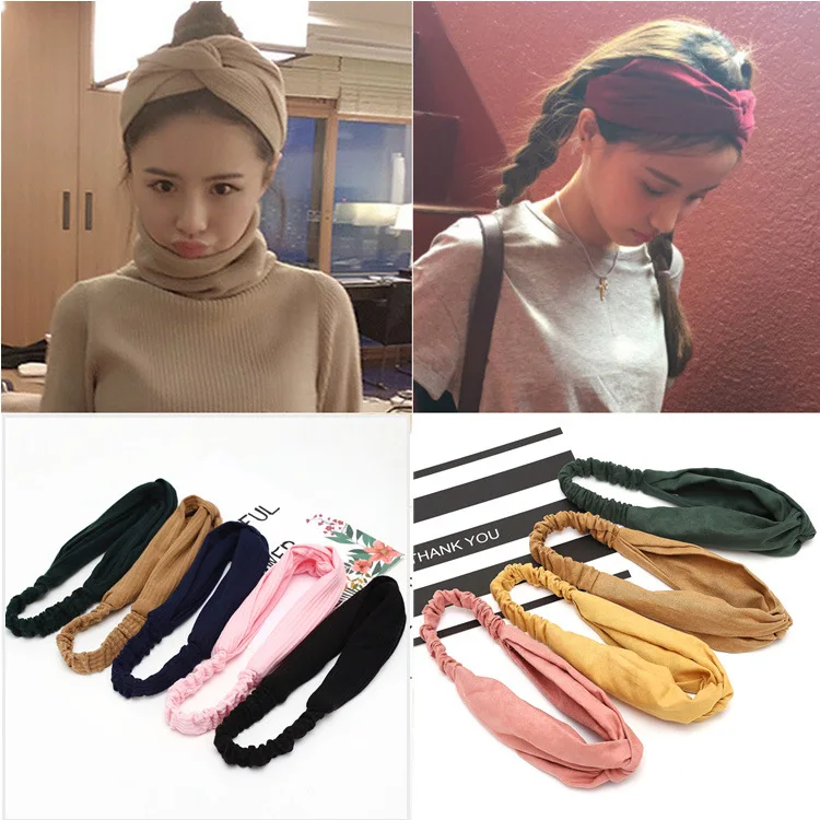 Women scrunchie Summer Autumn Suede Headband Vintage Cross Knot Elastic Hair Bands Soft Solid Girls Hairband Hair Accessories