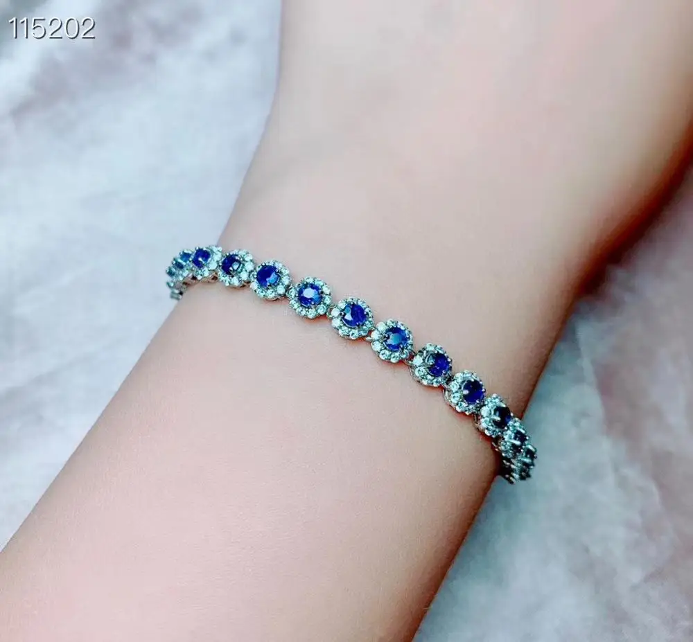 KJJEAXCMY fine jewelry 925 sterling silver inlaid natural sapphire bracelet luxury girl new hand bracelet support test