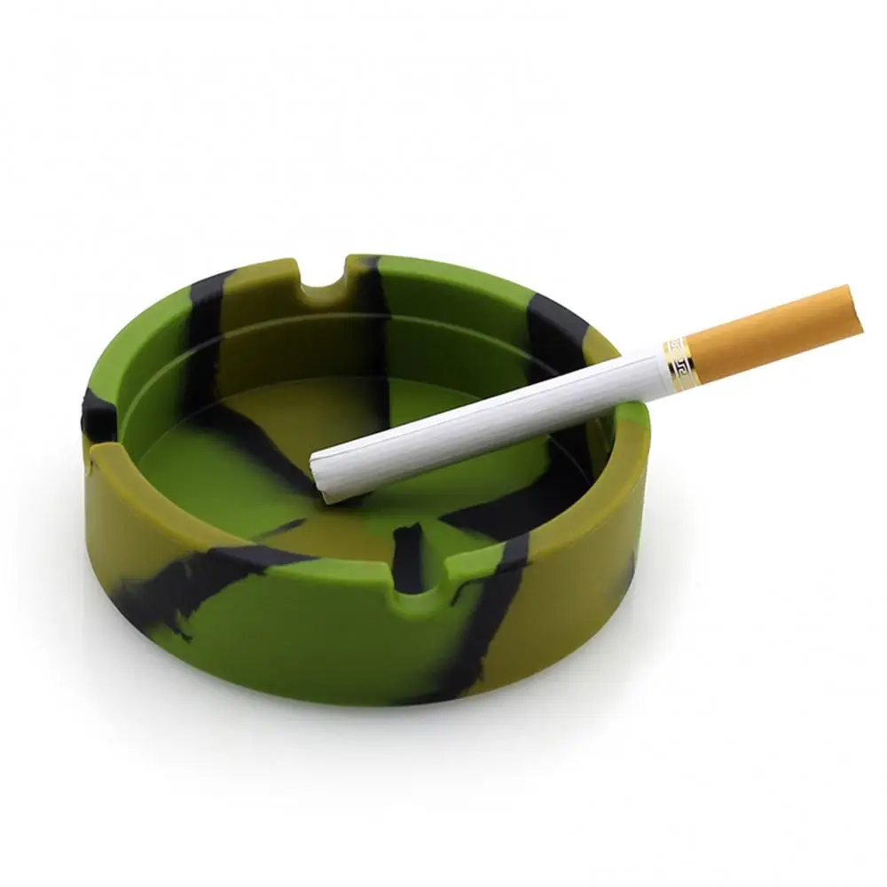 1 Pcs Ashtray Round Durable Protable  Round Silicone Home  Ashtray Camouflage Color Ash Holder Desktop Ashtray