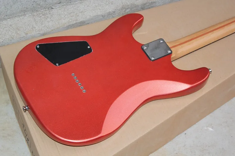 Metal Red electric guitar,HS pickups,fixed bridge, strings through body,chrome buttons,red sliver guitar