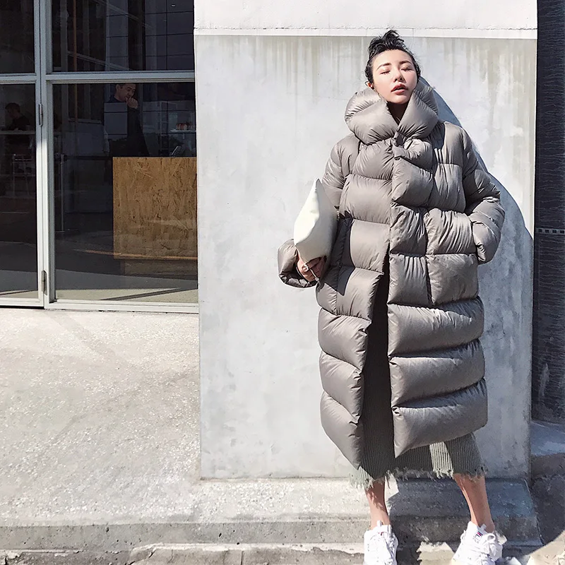 New Fashion Fluffy Goose Down Warm Oversized Down Parkas Coat Female Winter Coats Bread Style Hooded Longer Warm Jackets wq2592