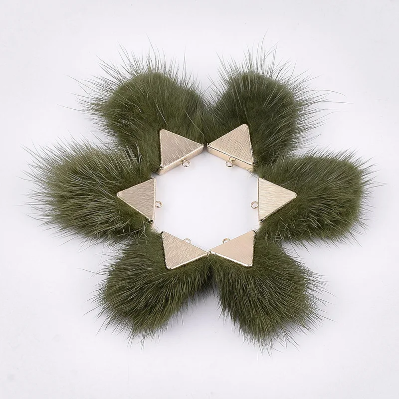 10Pcs Faux Mink Fur Tassel Pendant Decorations with Brass Findings Earring Pendant Charms for DIY Jewelry Making Accessories