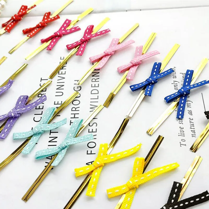 

100pcs 0.4x8cm colorful Bows Metallic Twist Ties Gift Wrap Sealing Binding Wire Plastic Candy Gifts Lollipop handmake packing