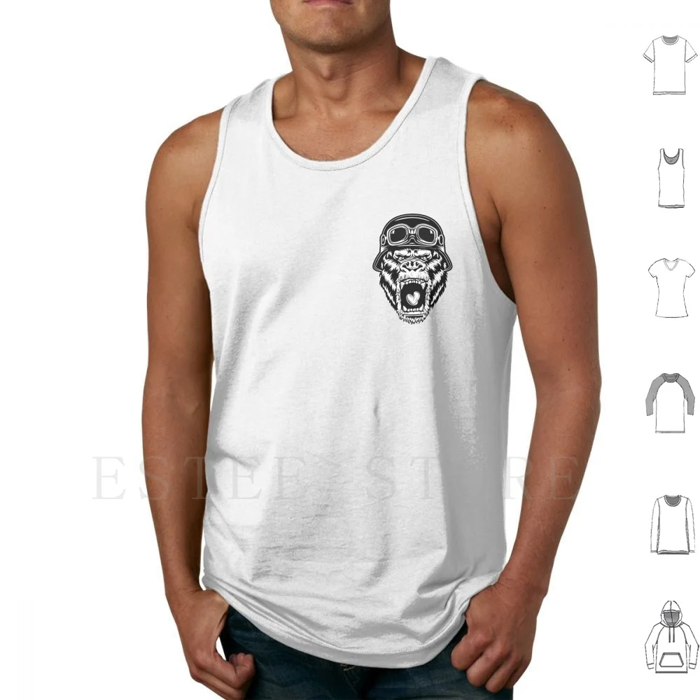 Angry Gorilla Wild ! Tank Tops Vest Sleeveless Gorilla Monkey Wild Angry Helmet Sharp Tooth Scary Glasses Black And White