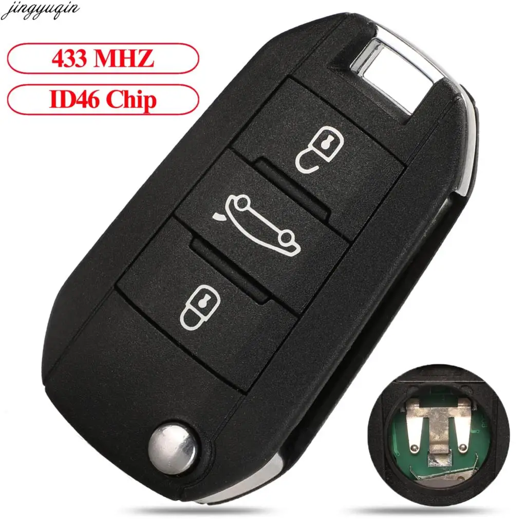 

Jingyuqin 3pcs Remote Flip Car Key 433MHZ ID46 HU83 For Peugeot 208 2008 301 308 5008 508 Citroen C4L HellaFlush Cactus C-Elysee