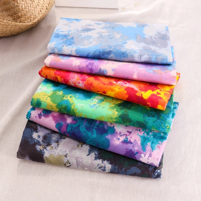 Fashion Designer Fabric By The Meter Tie-Dyed Cotton Fabric Summer Poplin Cloth For Sewing  Beach Clothes  TJ1388 TJ1388