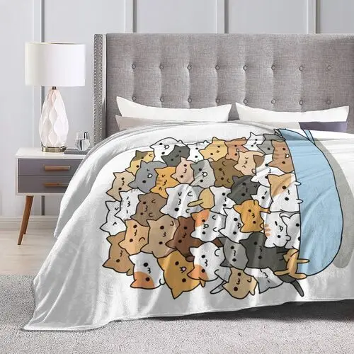 Anime Cat Blanket for Women Girls Cartoon Cats Kitten Sherpa Fleece Blanket Pet Themed Soft Cozy Bed Sofa Blanket for Cat Lovers