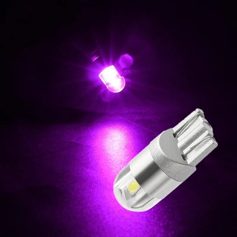 20Pcs Purple T10 12V 168 194 192 2825 W5W 3030 2SMD LED Wedge Car Bulbs For Width Indicator Lamps License Plate Lights