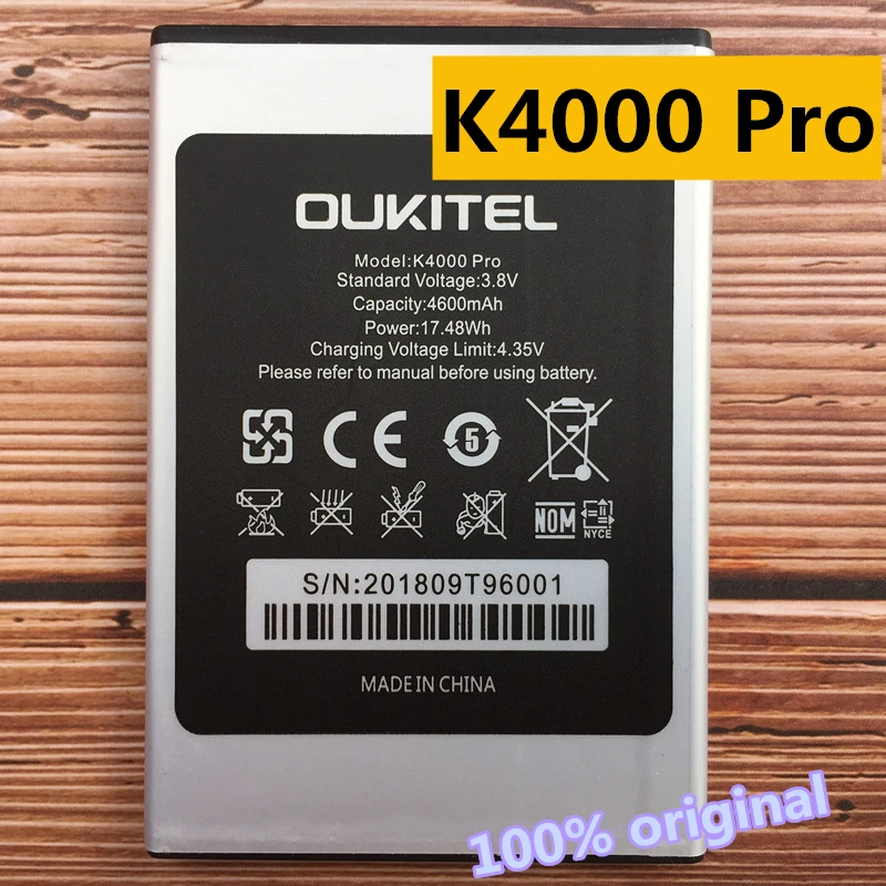 

Original 4600mAh Oukitel K4000 Pro MTK6735P Quad Core 5.0"HD 1280x720 Mobile Phone Battery