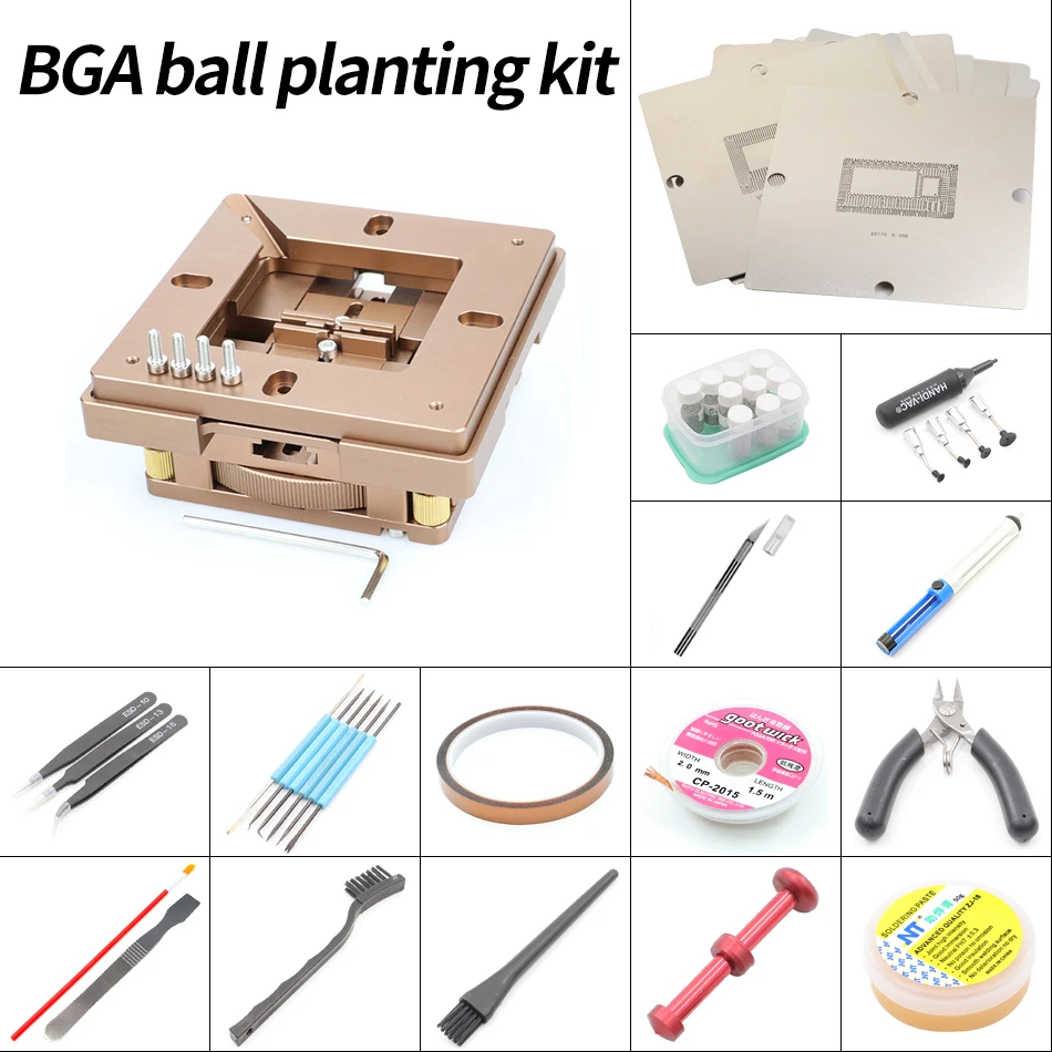 80/90mm aluminum alloy ball planting table BGA tin planting fixture CPU template universal template DDRmemory template kit